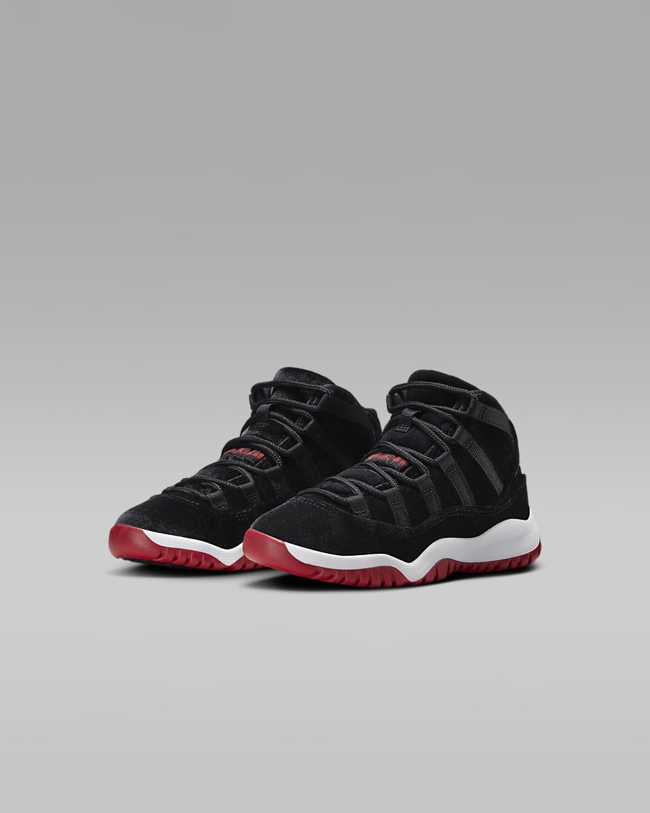 Jordan 11 Retro Bred Velvet Little Kids Shoes. Nike